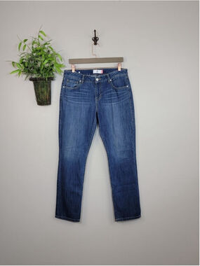 CAbi #5166 The Straight Leg Jeans Dark Blue Wash Mid Rise Stretch Slim Fit 10